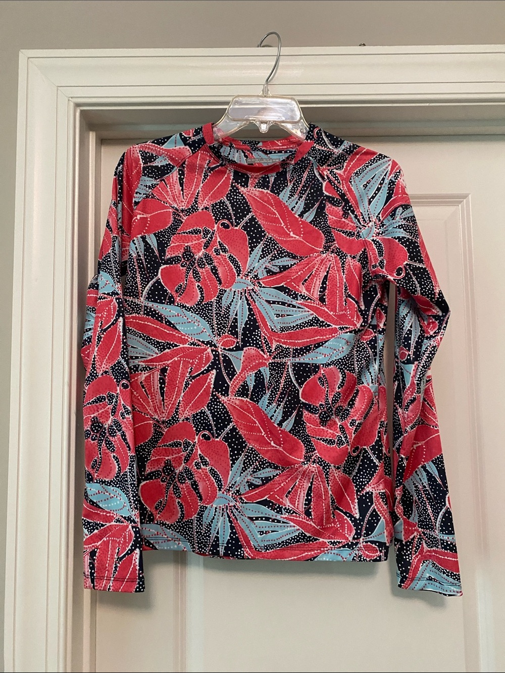 Tropical Floral Long Sleeve Top Rashguard swim shirt size medium
